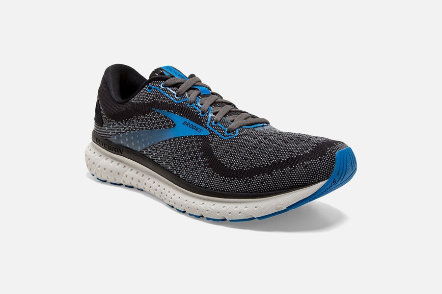 Glycerin 18 Road Brooks Running Shoes NZ Mens - Black/Blue - KWANLS-762